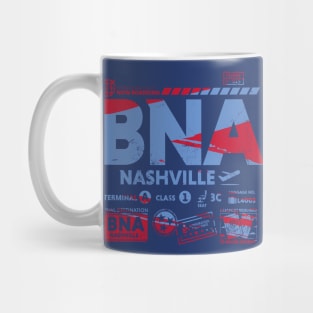 Vintage Nashville BNA Airport Code Travel Day Retro Travel Tag Mug